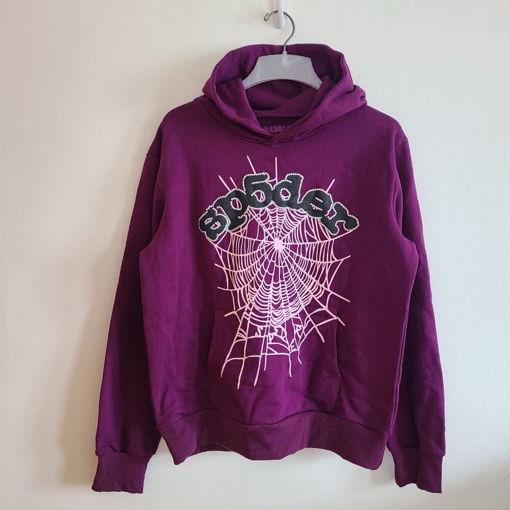 Sp5der Worldwide Web Hoodie Purple Size M